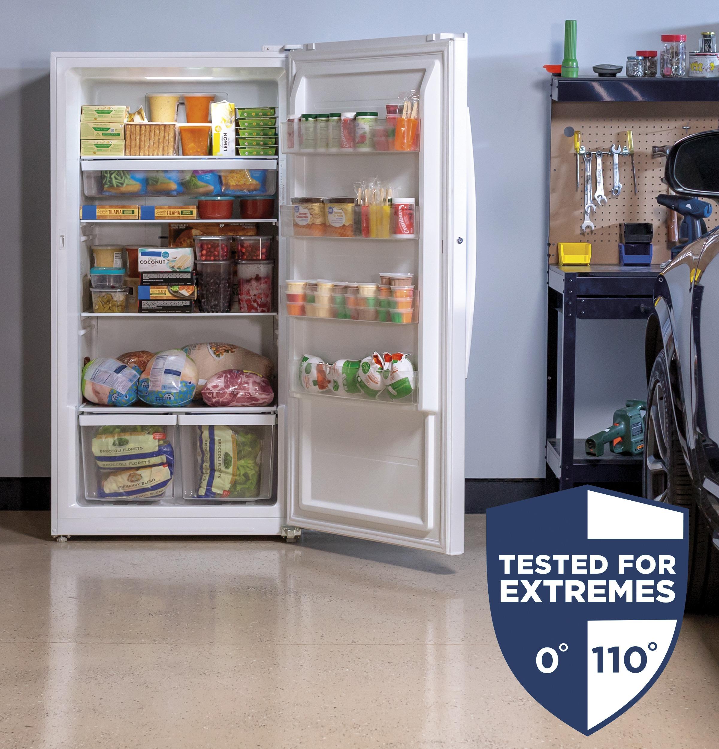 GE 17.3 Cu. Ft. Garage Ready Freezer, Energy Star, Adjustable